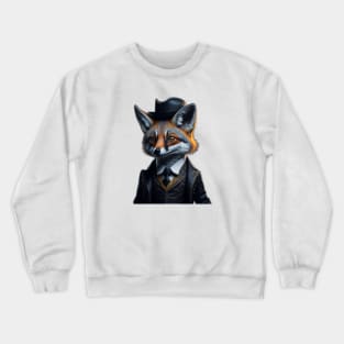 Cute Fox in a suit and top hat Crewneck Sweatshirt